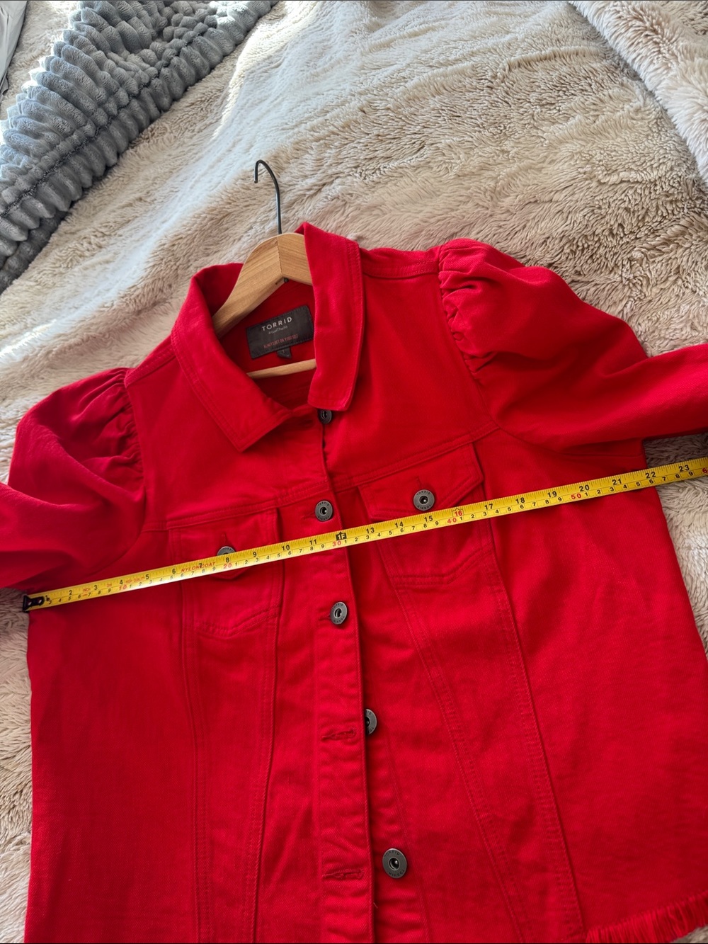 Torrid Red Button-Front Jean Jacket - Picture 6 of 7
